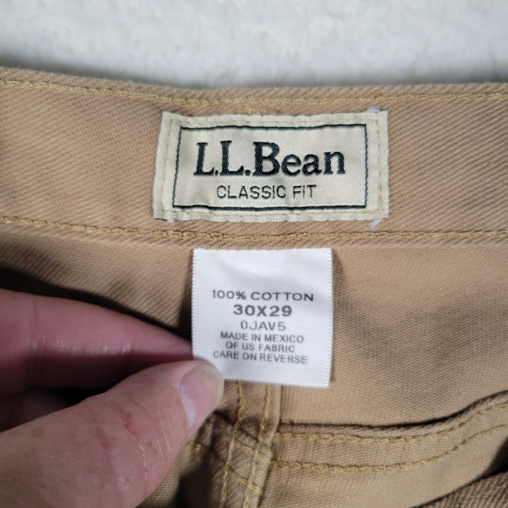 LL Bean Classic Fit Pants Mens 30x29 Khaki Tan 100% Cotton Straight Leg Twill - Picture 8 of 14